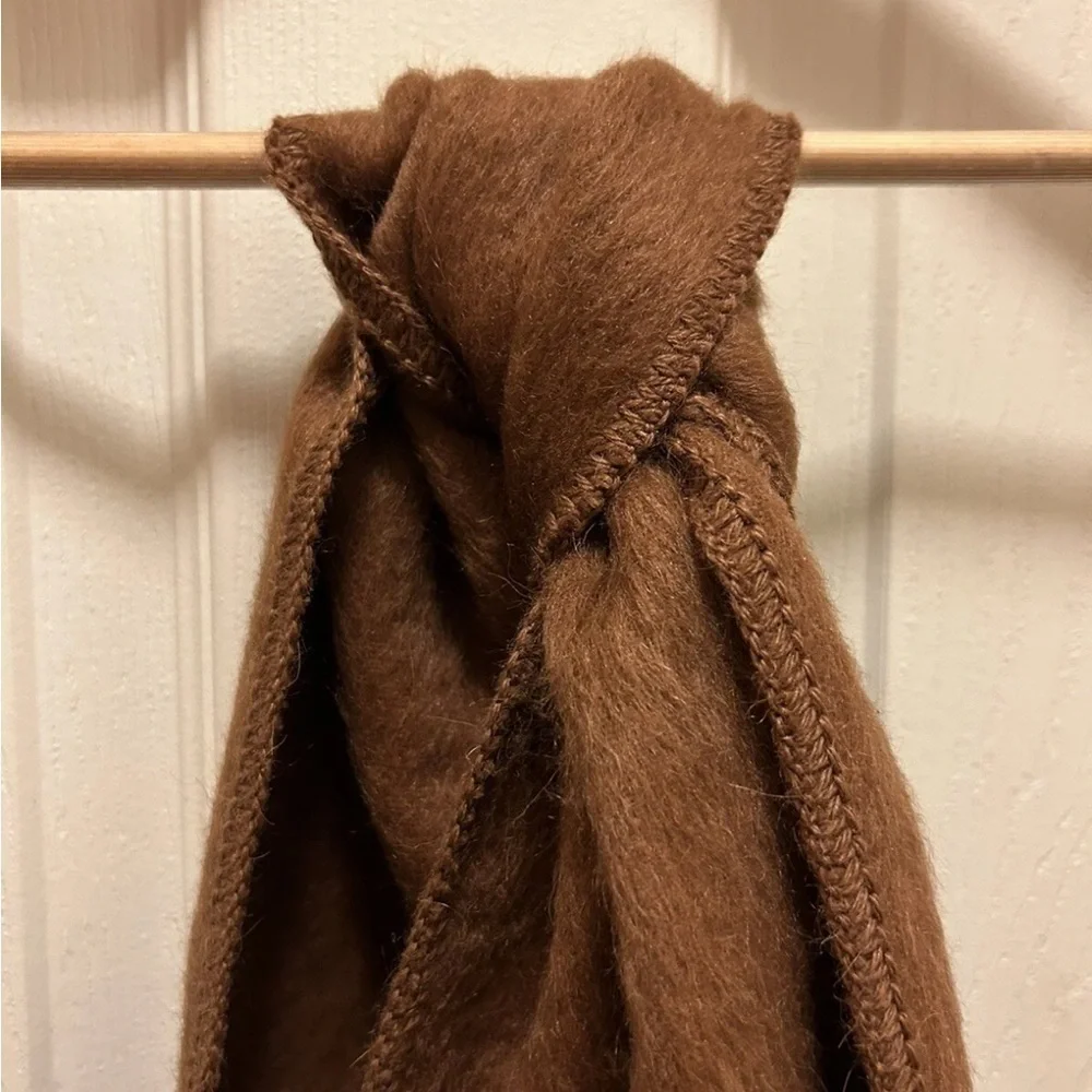 Alpaca Camargo Wool Brown Fringe Scarf